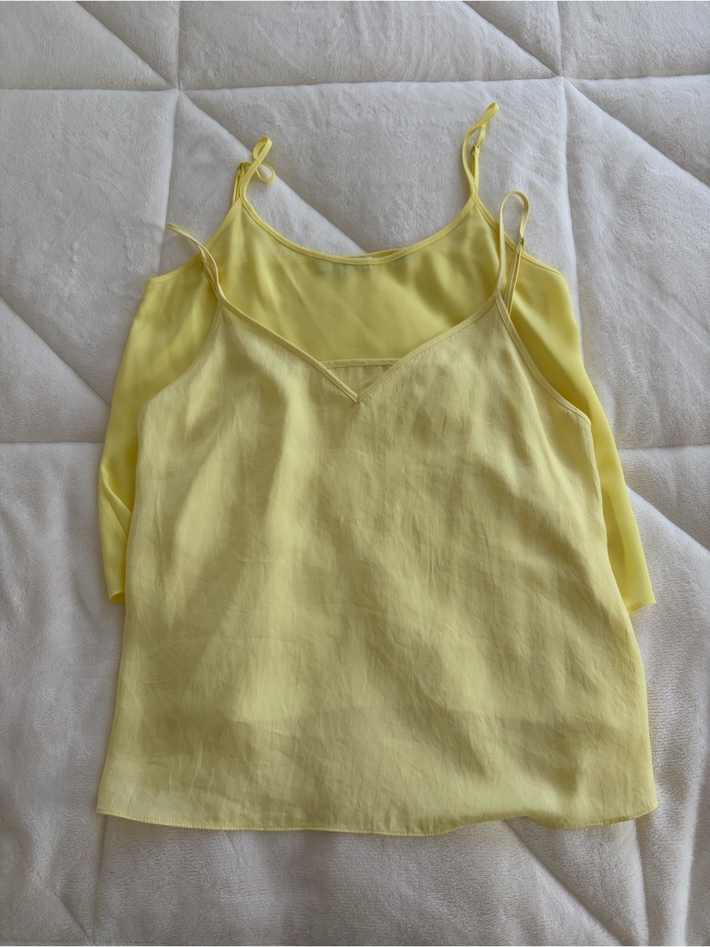 Vince Lemon Yellow Silk-Blend Camisole with Adjustable Straps
